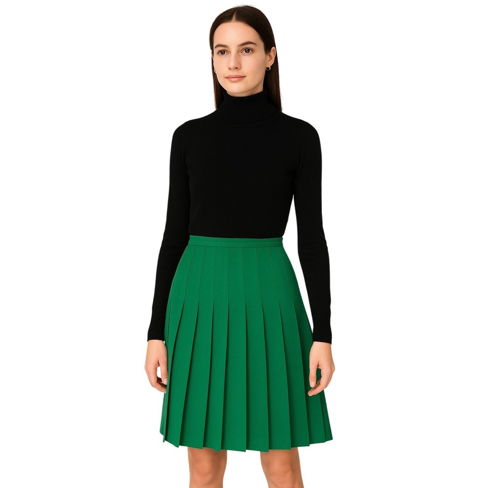 DANA BUCHMAN Green Wool Pleated Skirt Size 8 Dark Academia Preppy